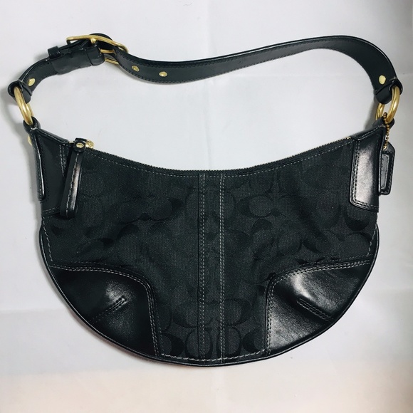 Coach Handbags - Coach Leather & Canvas Logo Hobo Small Purse